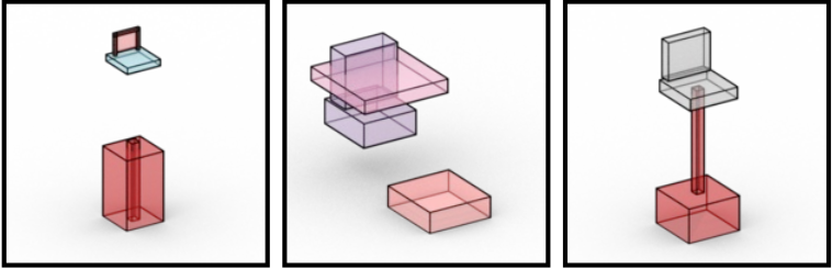 LLM-Only, ShapeCoder, and ShapeLib generations for the selected prompt